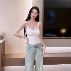 chaqi | Áo ba lỗ không tay màu xanh lá cây dành cho nữ mùa hè 2025 Áo khoác ngoài Dopaamine có đệm ngực Áo hở lưng ôm vừa vặn