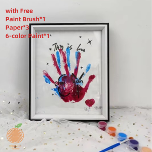 Miumiu DIY Couple Hand Paint Shadow Box Frame 8R with Paint Set Wooden Handprint Photo Frame Display Gifts