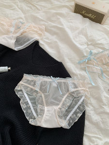 ต่ํา เอว ตาข่าย กางเกงชั้นในหญิง ผู้หญิง ฤดูร้อน บางเฉียบ เซ็กซี่ ลูกไม้ปมผีเสื้อ Pure Desire โปร่งแสง หวาน Girl Triangle กางเกง