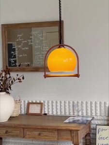 โคมไฟระย้าแก้วสีเหลืองอำพันวินเทจสำหรับเกาะห้องรับประทานอาหาร