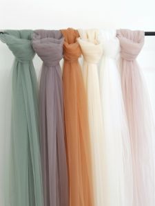 Vải Trang Trí Bàn Tiệc Cưới Màu Trắng Cam Xanh Lá Cây Mật Ong Lưới Chụp Ảnh Vải Trang Trí Bàn Ăn Kiểu Âu Màu Trơn