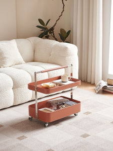 Minimalist Retro Sofa Side Table Living Room Movable Side Cabinet Storage Rack Designer Model Small Apartment Trolley Coffee Table