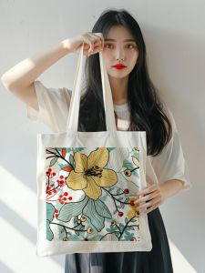 Xilang Canvas Bag Traditional Style Shopping Bag School Bag Handbag Tote Bag Leisure Casual Large Size Commuter Bag