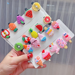 Discount Sale 10PCS/Set Korean Girls Cute Hair clip Color Flower Animal Fruit Side Clips Non-clipped hair Cartoon Princess Hair Pin