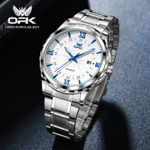 OPK Mens Casual Watch 2024 New Original High-end Cool Fashion Waterproof Stainless Steel Strap Luminous Calendar Quartz