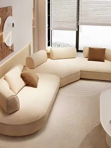 YIZUO | Zen Cream Style Arc Shaped Corner Fabric Sofa