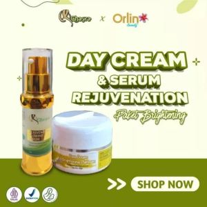 Day Cream Brightening Platinum + Serum Rejuvenation Orlin Beauty / Paket Best Couple di Pagi Hari / Skincare bpom ( free gift cantik)