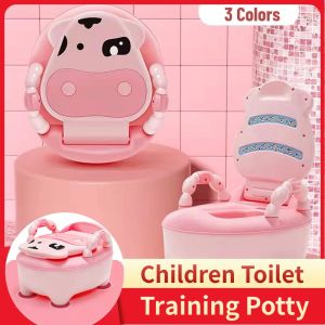 Childrens Toilet Baby Potty Urinal Cartoon Cows Design Portable Toilet Seat with Cover Toddler Kids Potty Training Seat