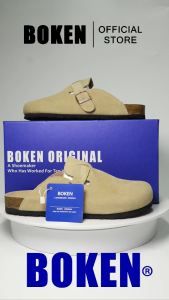 BOKEN Men Baotou Sandals Classic Cork Half Slippers Soft Footbed Outdoor Lazy Shoes