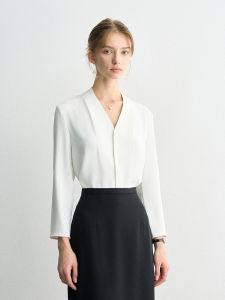 YAOMUHUA | Elegant French Business V-Neck White Shirt Spring New Arrival