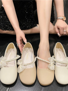 Gentle Evening Breeze Womens Shoes 2023 Summer New French Bow Fairy Shoes Match Skirts Soft Bottom Slip-On Autumn Season