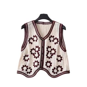 เสื้อกั๊กถักแบบเปิดไหล่สไตล์ย้อนยุคสำหรับผู้หญิง เสื้อคาร์ดิแกนบางสั้น ชั้นในฤดูใบไม้ผลิและฤดูร้อน เสื้อคลุมกันหนาวแบบสวมตัวเดียว