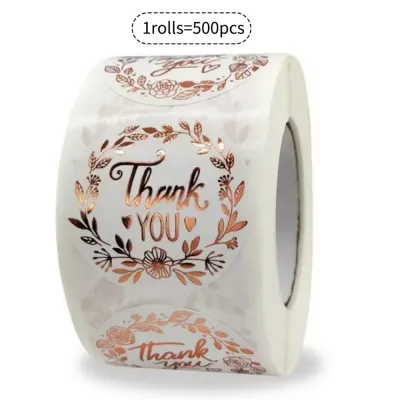 500 Sheets/Roll Thank You Sticker Monogrammed Floral Pattern Stickers For Envelope Sealing Business Take Out Food Labels Sticker