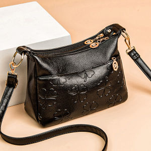Large Capacity Soft Leather Crossbody Bag for Middle-Aged Women Fashionable Versatile Single Shoulder Satchel Casual Handbag