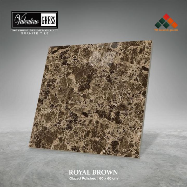 Granit Lantai 60x60 Royal Brown Valentino Gress Glazed