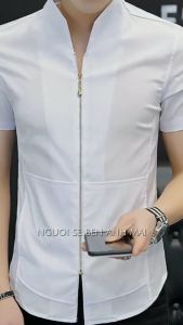 Áo sơ mi nam Áo sơ mi Nam cộc tay Thiết kế độc đáo Cổ tàu phối khóa đuôi tôm tạo nên vẻ mới lạ sang trọng cho chiếc áo. Đặc tính không nhăn không nhàu không phai màu co giãn nhẹ. N19