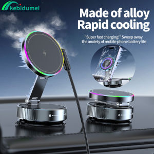 Kebigumei làm mát ma-gnetic sạc không dây cho xe hơi xe giá gắn giữ điện thoại sạc nhanh cho điện thoại 15 14 13 Pro núm hút cao su chân không có thể gập lại