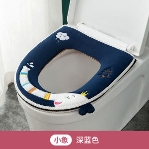 Waterproof Toilet Seat Cover European Style Plush Material Zipper Design Four Seasons Universal Toilet Mat Cute Winter Theme