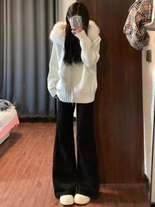 กางเกงยีนส์ทรงขาบานสีดำไซส์ใหญ่สำหรับผู้หญิง ทรงเข้ารูป ทรงเอวสูง ทรงขาบาน ทรงเอวสูง กางเกงยีนส์ทรงขาบานสำหรับผู้หญิง