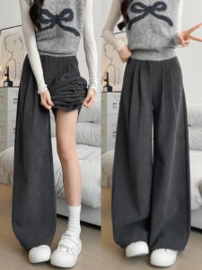 YAYANGREN | Warm Lined Wide Leg Corduroy Trousers for Petite Women