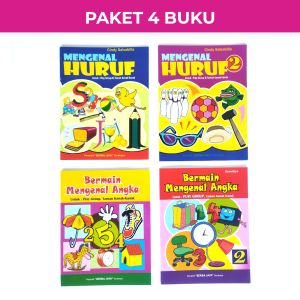 Paket Isi 4 Buku Mengenal Huruf Dan Bermain Mengenal Angka Buku Belajar Anak Paud TK