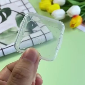 60/100PCS Mini Storage Box Transparent Square Plastic Box Earrings Jewelry Packaging Storage Small Square Box Jewelry Organizer