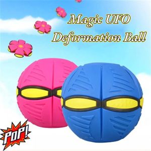 Outdoor Magic Flying Saucer Deformed Ball Treading Ball with Light Bouncing Ball Elastic Flying Saucer Toy for Kids and Teens