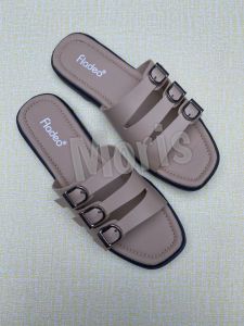 Promo!!!Sandal slop wanita gesper 3 flad/Sandal flat wanita teplek/sandal luar ruangan gesper 3