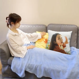 DIY Pillow Blanket Soft Plush Fabric Office Nap Dual Use Cushion Cover Customizable Print Modern Minimalist Style Chinese Origin
