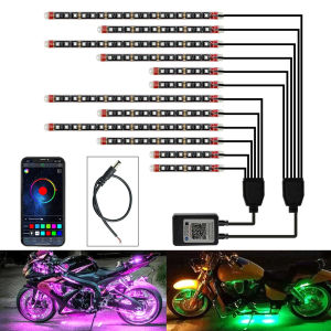 EKLEVA RGB LED Motorcycle Control Lights Underglow Motorcycle Led Light Multicolor Waterproof Music App Control Atmosphere Lamp Strip