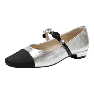 Josiny | Elegant French Style Mary Jane Shoes Silver