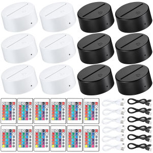 12 Pcs 3D Night LED Light Lamp Base 16 Colors Decorative Light Show Display Stand with Remote USB Cable for Acrylic Resin Glass