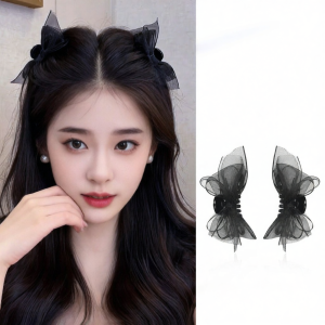 Double Bow Mesh Clip Hairpin