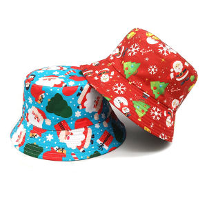 New Santa Claus Snowman Snowflake Christmas Gift Printed Fishermans Hat Pot Hat Womens Christmas Hat Christmas Essential