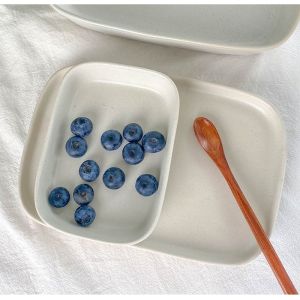 Nordic Style Deep Plate  Butter Dish Dessert Baking Pan Long Plate