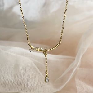 Nicedays🍒Kalung Tetesan Air Tersenyum Kalung Wanita Ceruk Kelas Atas Rantai Tulang Selangka Rumbai Trendi