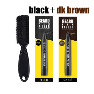 SEVICH | Men Beard Filling Pen+Brush Kit for Beard Hairline Eyebrow Shaping Color Beard Filling Pen Beard Enhancer Brush Man Cosmetic