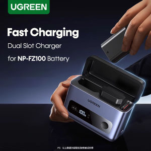 ที่ชาร์จกล้อง NP-FZ100 Ugregreen พอร์ตชาร์จคู่จอแสดงผลแอลอีดีพร้อมฟังก์ชั่นที่เก็บข้อมูล SD Card สำหรับ Sony A6600/A6700/A9M2/A9M3/A7M3/A7M4/A7RM3A/A1/A7C/A7SM3/A7RM4A/A7R5/A7CII/A7CR/ZV-E1/FX3/FX30/FX30B