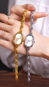 REBIRTH Jam Tangan Wantia Kasual Mode Bulat Tali Besi Tahan Karat Jam Cewek Kecil COD