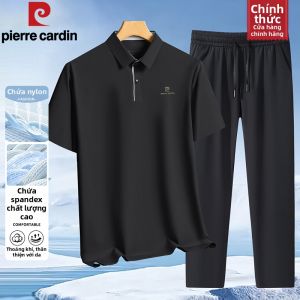 Pierre Cardin | Bộ Áo Polo Dành Cho Nam Business Casual Vải Lụa Băng Tay Ngắn
