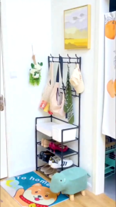 Multi funksional rack sepatu organisator dengan 5 lapisan dan gantung roller lantai kamar tidur mantel sederhana dan rack topi