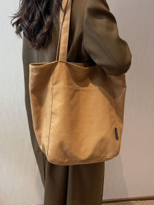 Casual Canvas Tote Bag for Women Large Capacity Single Shoulder Bag Commuter Backpack School Supplies Bag Leisure Shopping Bag