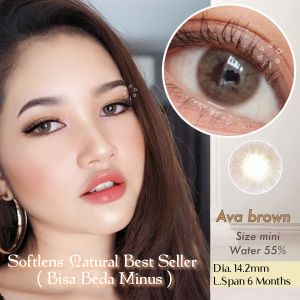 Softlens Mini Ava Brown Dia.14.2 mm Normal & Minus ( -0.50 s/d -10.00 ) Bisa Beda Minus Soflens By Kitty Kawaii Natural Look