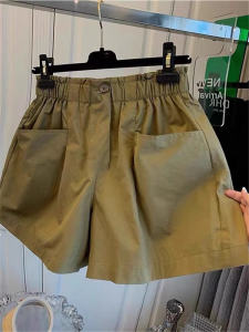 Slim Looking Three Points Straight-leg Fashion Shorts Womens Thin High Waist Loose Casual Pure Cotton A- line Wide Leg Cargo Pants Ins Summer