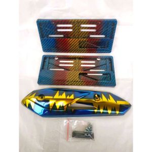 Satu set tameng knalpot Beat mio genio vario 110fi universal cover plat nomor carbon twotone