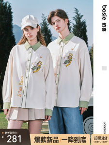 Bosie Prince 2025 Spring New Color Block 3D Casual Long Sleeve Mens Shirt Couple Trendy Loose Fit Youth Popular Daily Wear