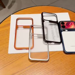 New Vitality Orange Luxury Solid Color Plating Border Matte Translucent Acrylic Phone Case For Xiaomi 17 Pro Max Bumper Cover