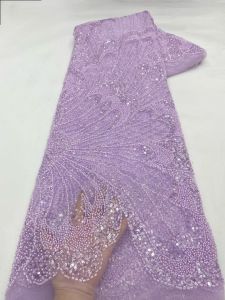 2026 Elegant African Nigerian Fashion Beaded Lace High-end Luxury French Sequins Mesh Lace Fabric Womens Evening Dress Party