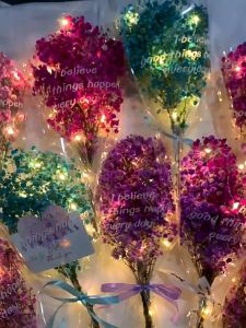 LED Preserved Real Baby Breath Gypsophila Bouquet Flower Bunga Valentine Birthday Anniversary Mothers Day Gift 永生满天星花束