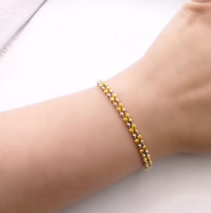 Rantai Tangan Biji Sawi 2 Tone Emas 916 Yon Hing